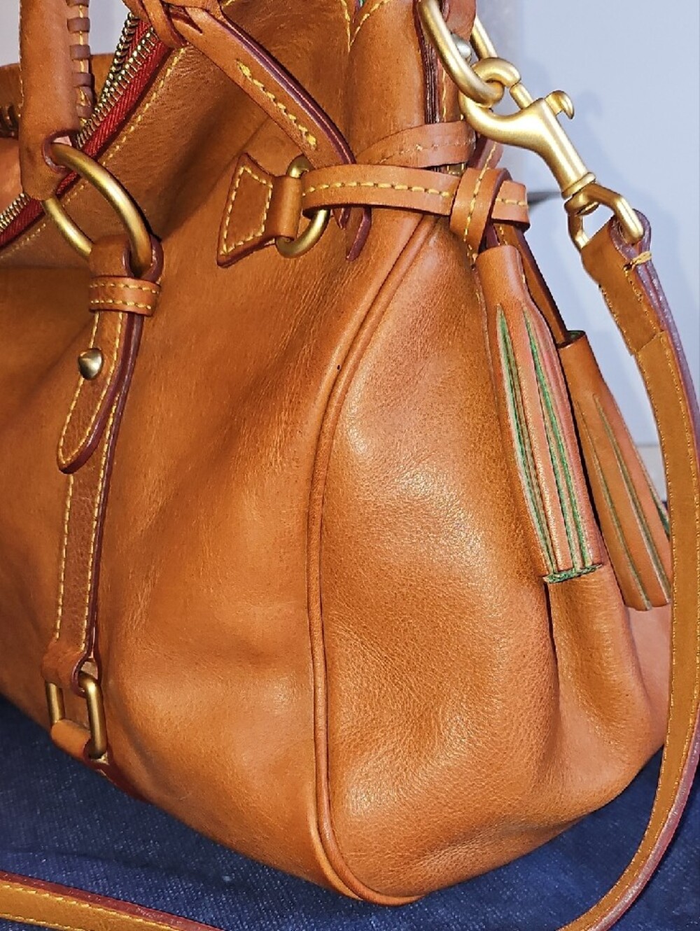 Dooney & Bourke Florentine Leather Large Satchel with Gold Hardware - Picture 5 of 16